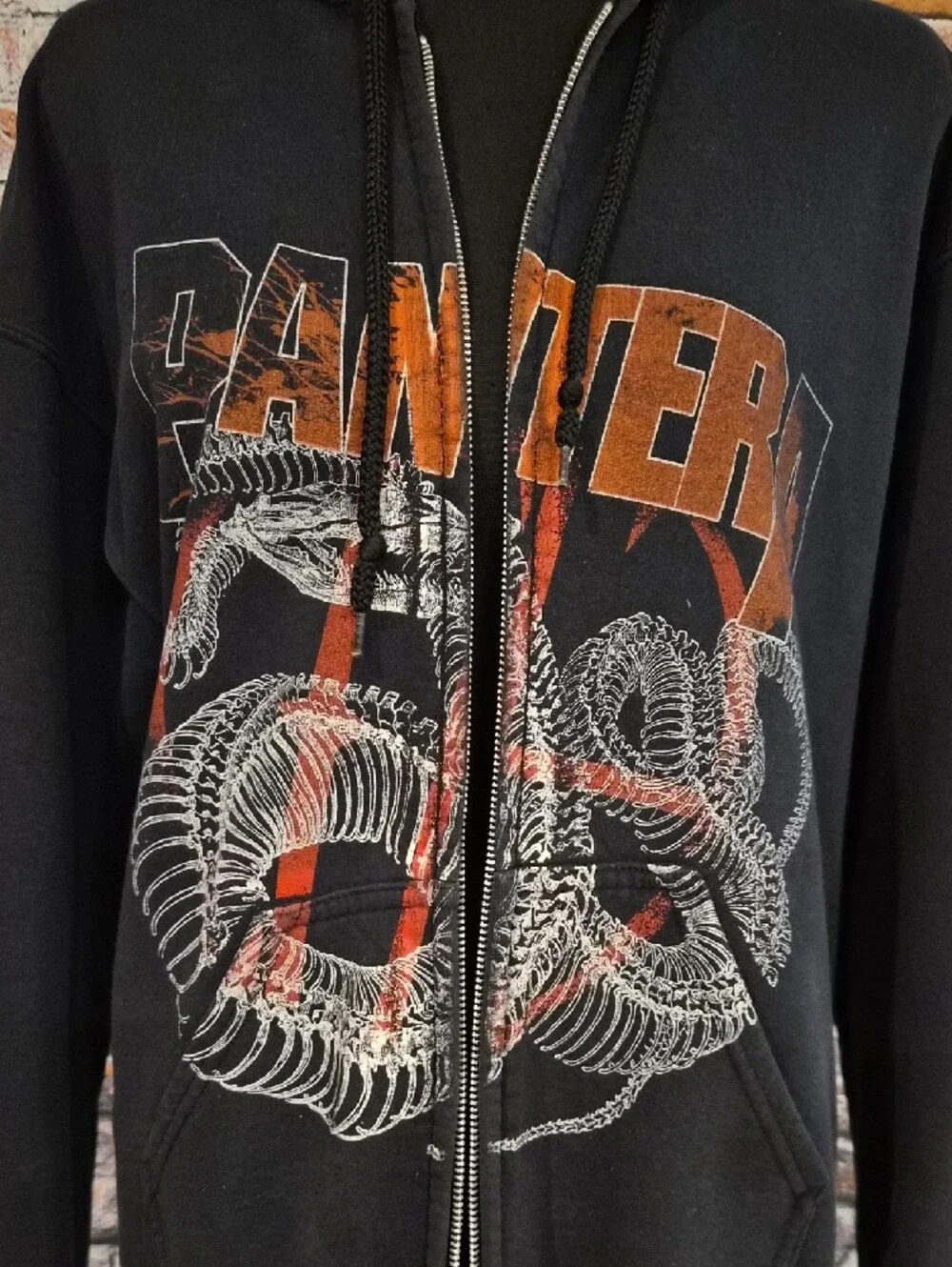 Gildan Pantera Black Zip-Up Hoodie with Orange and White Snake Graphic